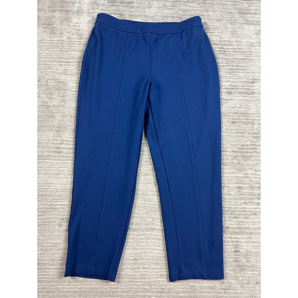 Joan Rivers Pants Womens L Blue Ankle Tapered Pull On Stretch Seam A300856